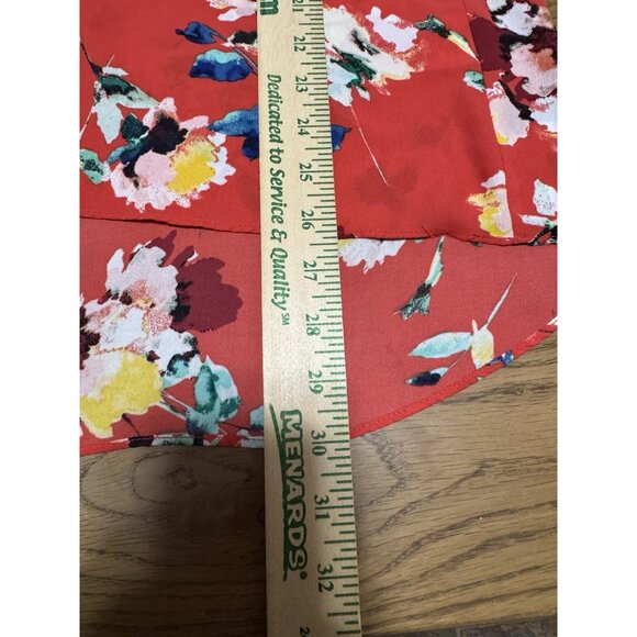 Rose + Olive Red Floral Tunic‎ Top Blouse Size XL Long Sleeve Flowy High Lo Boho - Picture 4 of 11